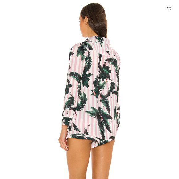 X REVOLVE Long Sleeve Top and Short Pajama Set - Palm Trees - Picture 3 of 3
